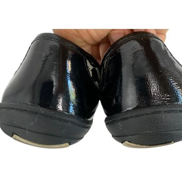 Womens 7.5 Coach Dannie Ballet Flats Shoes Monogram Patent Leather Black 6539 - Picture 7 of 16